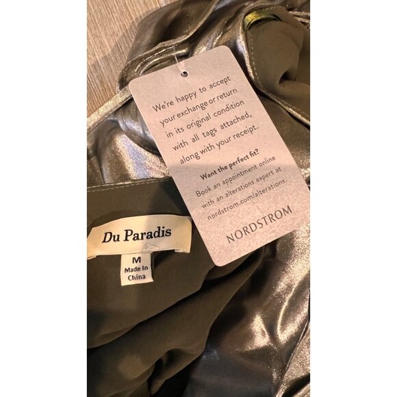 Du Paradis Metallic Asymmetric Hem Dress size M - Picture 8 of 9